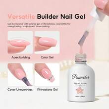 PEACECOLOR 6 pièces/set 10 ml Gel de construction pour ongles, Vernis à ongles en gel, Set de gel de modelage de structure d'ongles en bouteille en verre, Gel autolissant haute brillance UV LED de qualité professionnelle, Convient pour les salons de manucure et la réparation et l'extension des ongles à domicile - Multicolore - Voir 5