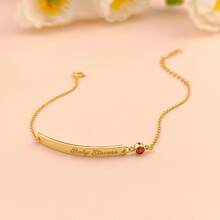 Custom Bar Bracelet Personalized Birthstone Bracelet Name Bracelet Engraved Bracelet Message Bracelet Mother's Day Gift - Multicolor - View 6