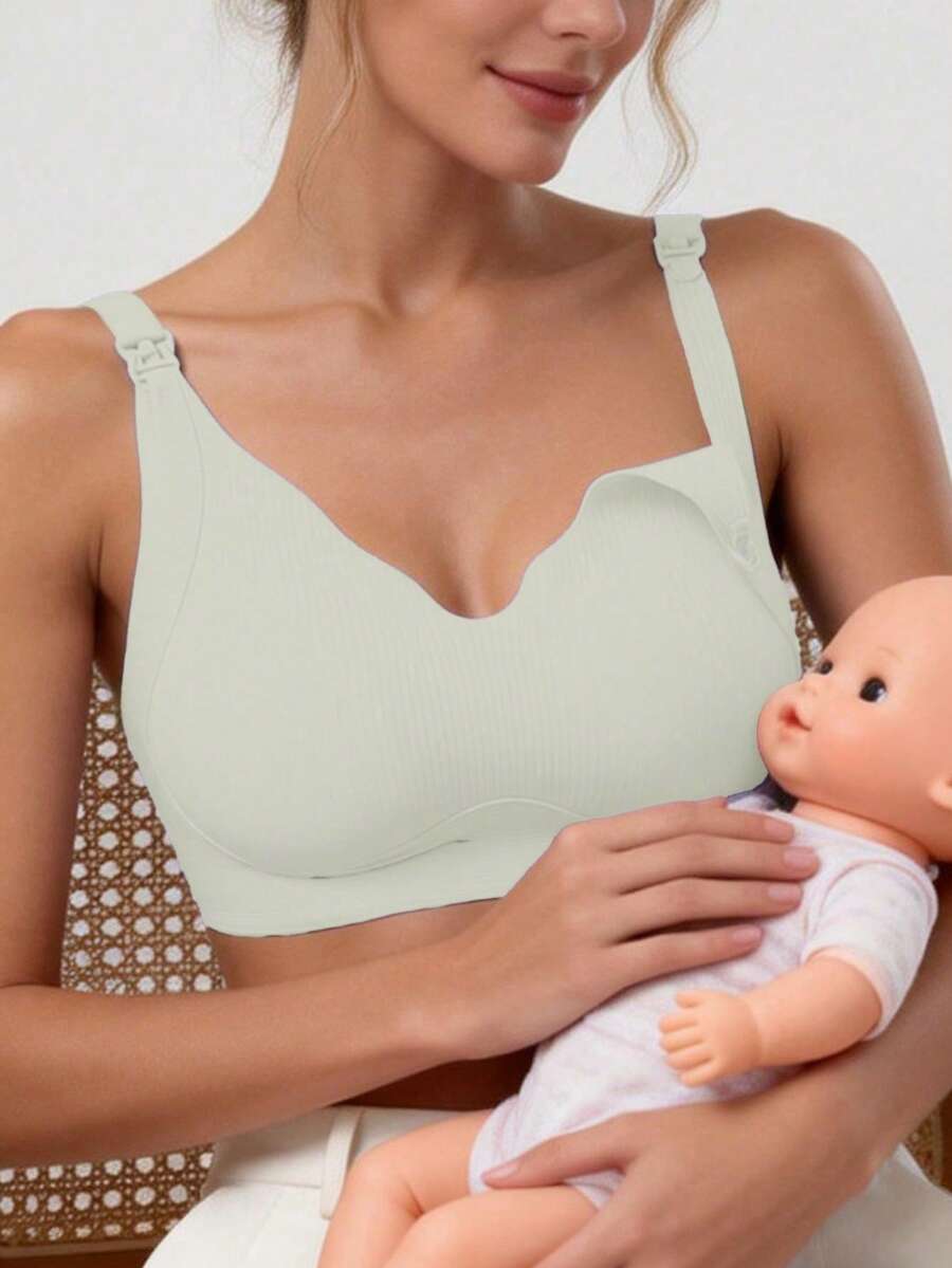 1件装哺乳文胸,提拉支撑,孕期及产后适用,前扣设计,方便哺乳 - 白色 - 查看 1