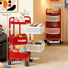 Office Storage Cart, Multi-Layer Rotating Shelf, For Office Storage Mobile Multi-Layer Shelf With Rolling Baskets Ideal For Organizing Books, Floor-Standing Baskets Suitable For Office Or Bathroom Use - 查看 5
