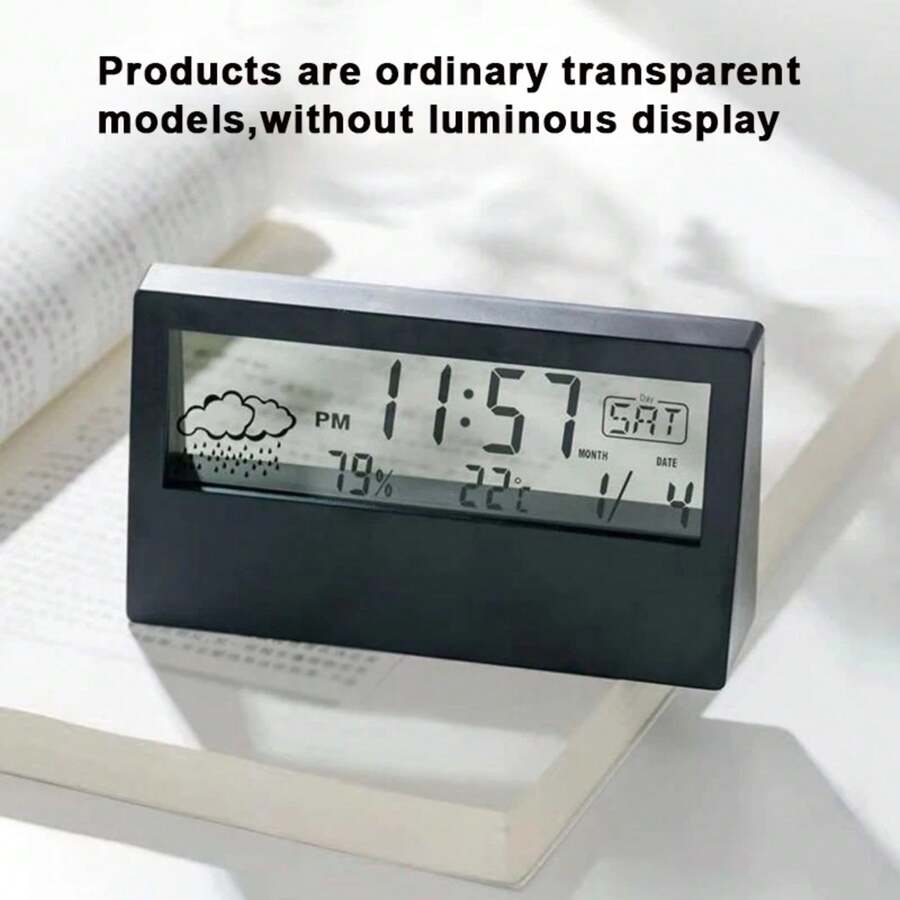 LED Thermometer Thermohygrometer Multifunction Electronic Clock Temperature Humidity Meter Home Weather Station With Alarm C6BV - Type 7 - View 1