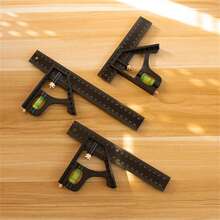 Regla de ángulo recto de combinación ajustable, 15/20/25cm, 45 / 90 grados con medidor de nivel de burbuja, herramientas de medición, instrumento de nivelación GXDI - 15 centímetros - Ver 7