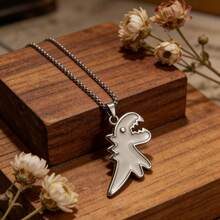 Dây chuyền hình cặp khủng long phong cách Hip-Hop, mặt dây chuyền hoạt hình đen trắng dễ thương, dây dài đa năng phù hợp với áo len cho học sinh. - Khủng long - Xem 3