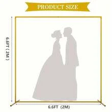 1 Set Of 6.6ft X 6.6ft Golden Wedding Arch Background Bracket Square Metal Rectangular Arch Frame, Used For Ceremonial Parties, Birthdays, Brides, Parties, Anniversaries, Tree Swaying, Balloon Decoration, Other Decorations, Halloween, Christmas Wedding Arch Background Bracket Square Gold Balloon Arch Frame Anniversary Garden Outdoor - 查看 6