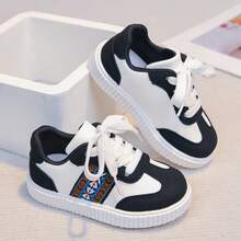 1 Đôi Giày Bệ Mềm Nhẹ Mới, Giày Thể Thao Thường Ngày Cho Bé Trai/Bé Gái Mùa Xuân/Thu 2026, Giày Lược Thời Trang Phong Cách Học Đường - Đen và trắng - Xem 12