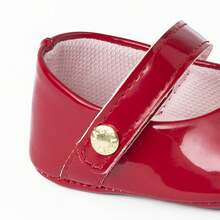 Baby Girl's Patent Leather Shoes With Flowers - Luxury - Christening, Party, Birthday - Sizes 13 To 18 - 紅色清漆 - 查看 3