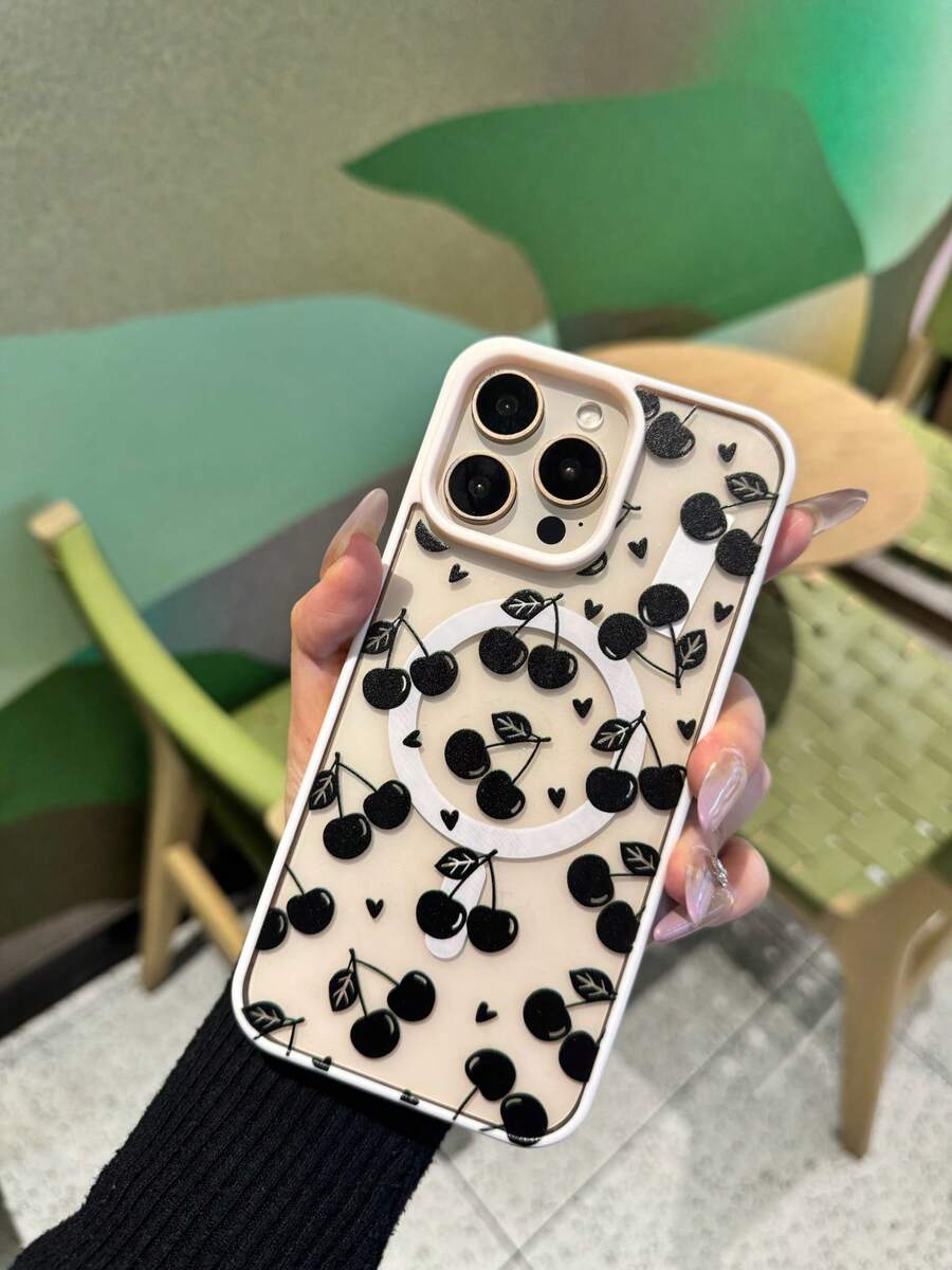 1个磁吸式手机壳，全屏爱心樱花少女图案，亚克力背板，防刮防震，适用于 17 Air/17 Pro Max/17/16 Plus/15/14/13/12/11/XS Max/XR/7/8 - 淺粉色 - 查看 1