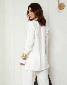 Women's Premium Blazer And Pants Set - White - View 4