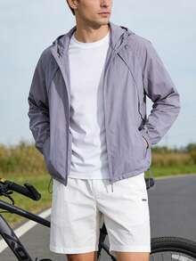 Men's Lightweight Summer Jacket, Outdoor Fishing, Vacation, Travel, Beach - Mauve Purple - View 2