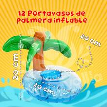 12 Portavasos Palmera Isla Inflables Fiesta Alberca Piscina - Azul - Ver 3