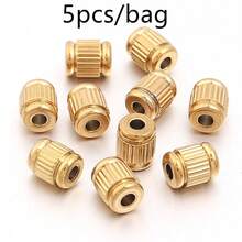 5/10pcs/Pack Stainless Steel Vertical Striped Large Hole Spacer Beads, DIY Bracelet Necklace Jewelry Making Spacer Beads, Anti-Allergy Metal Large Hole Beads - Vertical Striped Spacer Beads - View 8