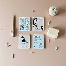 Cute Cartoon Cat Notebook, Blank Page Mini Pocket Notebook, Portable Student Planner Diary - One Size - View 1