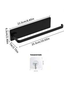 Modern Kitchen Paper Towel Holder - Under Cabinet Hanging Paper Towel Roll Rack, Space-Saving Vertical Storage Organizer With Adhesive Wall Mount, Durable Plastic Material, Bathroom Accessory, Suitable For Commercial And Residential Use, Essential For Small Apartments - Black - View 8