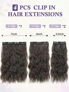 Curly Clip In Hair Extensions, 4PCS 12 Inch Wavy Hair Extensions Clip Ins - Lace Weft Soft Natural Hairpieces For Women - Multicolor - View 3