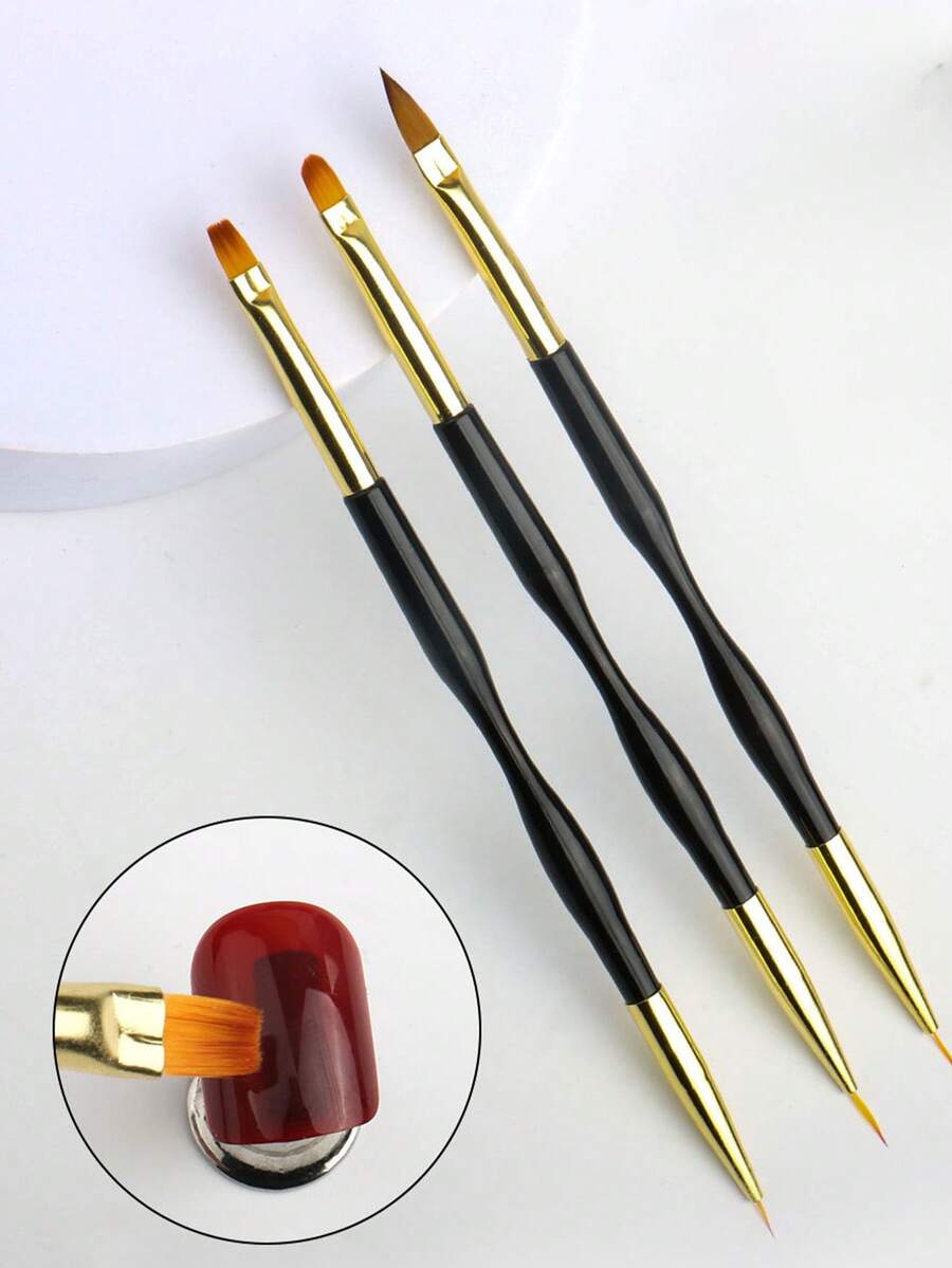 Bộ cọ vẽ móng nghệ thuật - Bộ 3 cọ vẽ móng acrylic hai đầu chuyên nghiệp, cọ kẻ viền, cọ vẽ chi tiết, cọ vẽ thiết kế, cọ đắp gel, dụng cụ vẽ móng 3D. - Nhiều màu - Xem 1