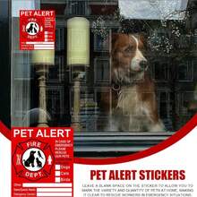 4张反光宠物警示消防安全贴纸，防水紧急救援贴纸，猫狗宠物家庭保护标志，快速响应标签贴纸，剪贴簿用品文具趣味贴纸 - 方形 - 查看 4