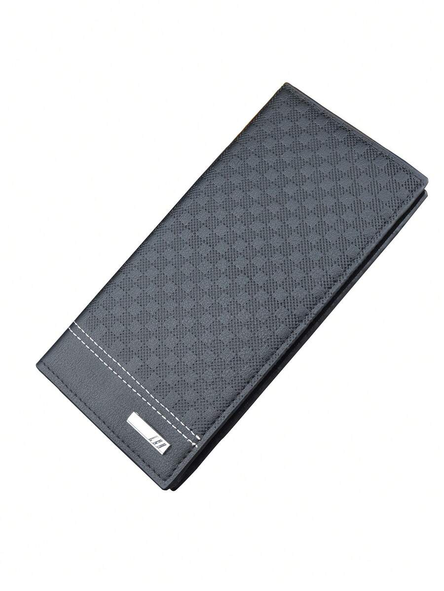 1个极简格纹男士钱包 - 黑色 - 查看 1