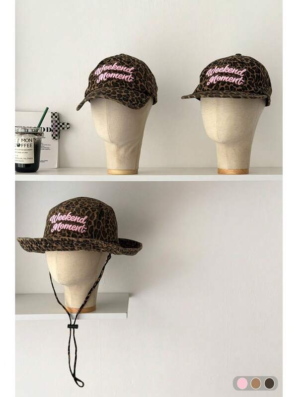 Sombrero de cubo con estampado de leopardo de estilo americano con cordón, sombrero de pescador con estampado de leopardo vintage, sombrero de cubo con borde de fieltro de alta gama con bordado de letras de nueva moda primavera/verano, gorra de béisbol con borde de peluche con estampado de leopardo y bordado de letras 3D, sombrero plano y curvo versátil, sombrero de pescador con estampado de leopardo de estilo americano con bordado de letras, sombrero para protección solar de ala ancha para senderismo al aire libre, gorra de béisbol con estampado de leopardo de estilo americano vintage con bordado de letras 3D, gorra plana y curva versátil de estilo callejero y skate