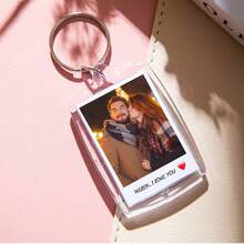 Customizable Acrylic Keychain - Add Your Own Photo And Name, Perfect Gift For Couples, Weddings, Personalized Acrylic Photo Keychain - Customized Name Photo Keychain For Valentine's Day, Birthday, And Daily Use - Multicolor - View 6