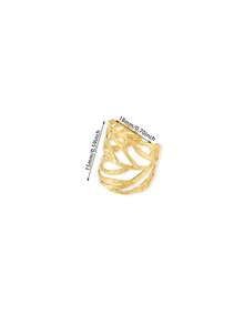 Edelstahl Vintage Textur Cut Out Blatt Ringe für Frauen, goldplattierter breiter offener Ring im europäischen und amerikanischen Stil, Schmuck für den täglichen Urlaub, Accessoires, Geschenk - 1 - Übersicht 6