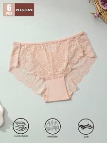 6条装加大码女士白色蕾丝内裤 - 性感舒适内衣 - 彩色 - 查看 3