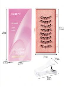 MAANGE 两卷磁性假睫毛套装，包含可重复使用的睫毛辅助器，无需胶水，柔软仿貂毛睫毛，适合日常妆容，自然美妆工具，混合款式，3D加厚假睫毛条，打造迷人提拉眼妆，适合日常佩戴、工作、学习、旅行、派对等场合，粉色包装，是送给女性的理想母亲节礼物。 - 眼尾拉長款 - 查看 5
