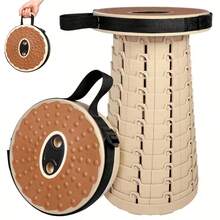 Ultra-Comfortable Portable Outdoor Folding Stool With PU Cushion - 12-Level Adjustable, 500.01 Lbs Weight Capacity, Beige & Black, Perfect For Camping, Fishing, Hiking, And Barbecues, Camping Gear | Adjustable Stool | Durable Construction, Camping Stool - Màu be - Xem 10