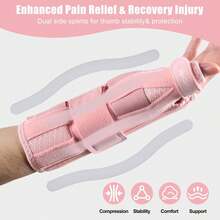 NuCamper Carpal Tunnel Wrist Brace With Thumb Support, Thumb Brace Spica Splint For De Quervains Tenosynovitis, Tendonitis, Trigger Thumb Splint Wrist Support For Men Women - Right Hand,Pink,S/M - Black - 查看 3