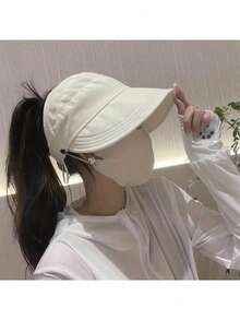 1件 UV防曬馬尾帽，寬帽簷，可折疊，快乾，女款海灘徒步夏季帽 - 彩色 - 查看 11