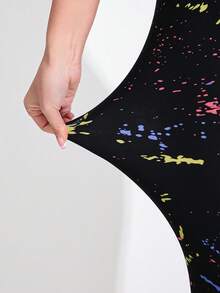 Quần legging thể thao nữ màu đen, kiểu dáng thường ngày, họa tiết loang màu sắc rực rỡ, co giãn, mềm mại và thoải mái, phù hợp cho tập thể dục, chạy bộ, nâng tạ, yoga, đi bộ ngoài trời, đi biển và đi nghỉ mát. - Nhiều màu - Xem 8