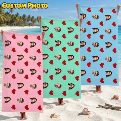 1 Khăn tắm biển cá nhân hóa - Có thể tùy chỉnh ảnh, nhiều màu sắc, chất liệu sợi nhỏ siêu thấm hút, nhanh khô, thích hợp cho bãi biển, hồ bơi, cắm trại, du lịch - Chăn trải biển