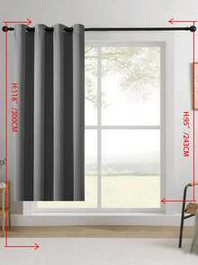 1pc/2pcs Solid Color Polyester Curtains, Energy Blackout Light Blocking Thermal Insulated Curtains For Kitchen, Dining Room, Living Room, Bedroom, Study Room In Black, Deep Grey - Dark Grey - View 34