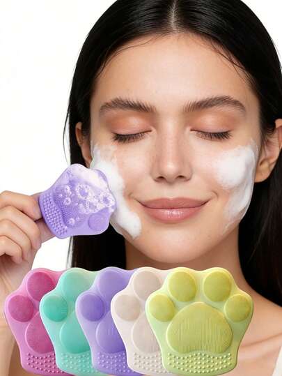 3/2/1pc,Cat Paw Facial Cleansing Brush: A Gentle Exfoliating Skincare Tool Designed For Effective Facial Cleansing. It Effortlessly Generates Rich, Dense Foam For Deep Cleaning Without Any Strain. Ideal For Daily Use And Pore Purification, This Brush Features A Hypoallergenic, Soft-Bristle Design.