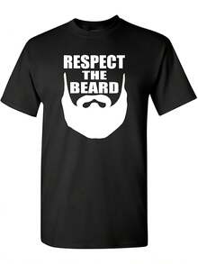 Mens Respect The Beard Adult T-Shirt Tee - Black - View 2