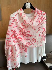 1条女士印花流苏围巾，旅行款 - 彩色 - 查看 11