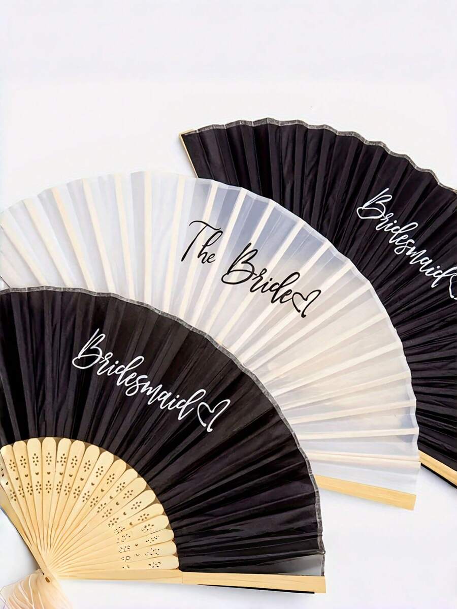 1pc Bamboo Folding Fan, Portable Wedding Bride Bridesmaid Party Favor Decoration - Folding Fan - View 1