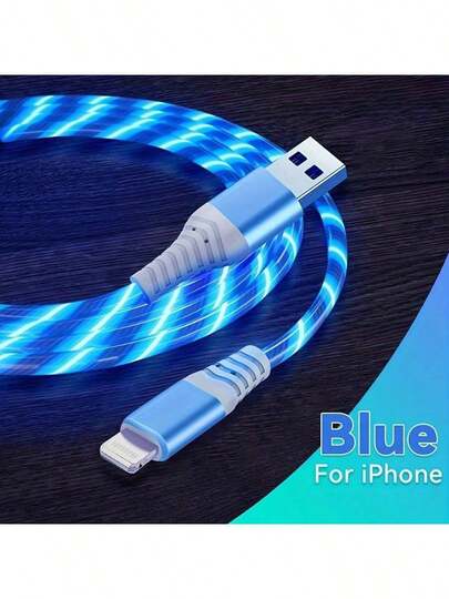 Cable de carga rápida con luz LED, conector USB a Lightning trenzado y duradero, para iPhone 14/13/12/11/10 - perfecto para el hogar, la oficina y los viajes