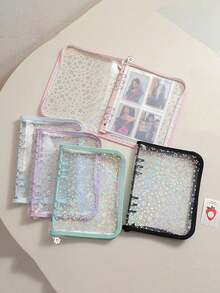 A5 Full Zip Budget Planner Wallet, PVC Clear Loose-Leaf Cover, 3" Photo/Card Holder Album - Multicolor - View 8