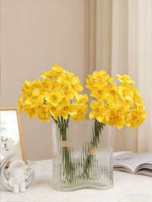 Artificial Daffodil Flowers, Luxury Silk Floral Decor, Living Room And Dining Table Floral Arrangement, Lifelike Flower Bouquet - Multicolor - View 5