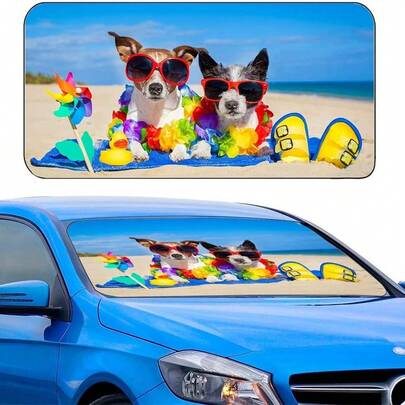 通用折叠式汽车遮阳帘 - 适用于房车和SUV，高品质紫外线和隔热保护，反光遮阳帘可阻挡阳光和夏季热量，保持车内凉爽 - 采用耐用的190T材料制成，是挡风玻璃的理想之选，也是炎热天气下汽车的理想配件