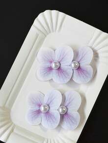2pcs 3D Double Flower Butterfly Hair Clips, Suitable For Daily Wear - Hair Clip - View 8