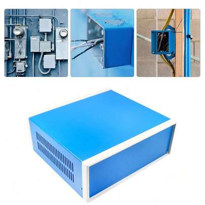 Metall Leergehäuse Alugehäuse Elektronik Netzteil Gehäuse Box 25x19x11cm Blau