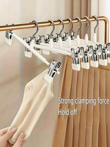 10 Adjustable Clothes Hangers With Clips, Non-Slip Space-Saving Metal Hangers For Pants, Skirts, And All Garments - Keeps Clothes Tidy And Organized - Multicolor - View 13