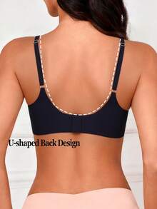 Women's Seamless Push-Up Bra, Invisible Bra, Removable Pads - Black - View 3