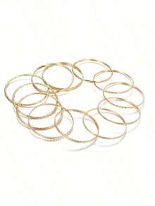 12件套欧式朋克风金色手链，欧式时尚波西米亚合金手链，适合复活节、派对、生日礼物 - 查看 5