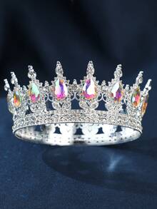 Elegant Gold-Tone Royal Style Sapphire-Look Crystal Crown - Suitable For Attending Balls - Multicolor - View 26