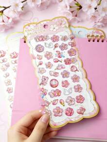 New 3D Stereoscopic Japanese Cherry Blossom Crystal Epoxy Resin Sticker, Cute Cartoon Cat & Dog Decals For Kids - Multicolor - View 11