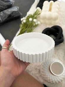1pc Classic Round Marble Powder Resin Decorative Tray, Fashionable Theme Accent Tray For Coffee Tables, Storage Racks And Console Decor, Perfect For Indoor And Outdoor Decoration, Kitchen Decorative Bowl, Home Decor Tray, Fruit Bowl Birthday Gifts Graduation - 1PC - View 4