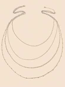1pc Fashionable Multi-Layer Chains Long Necklace - Silver 2 - View 3