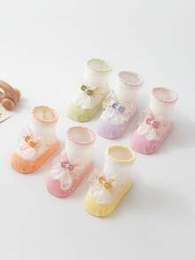 Neue weiche Schleifchen Baby Socken, nicht einengend, atmungsaktiv, geeignet für 0-1 jährige Mädchen, Prinzessinnenstil - Verschiedenfarbig - Übersicht 4